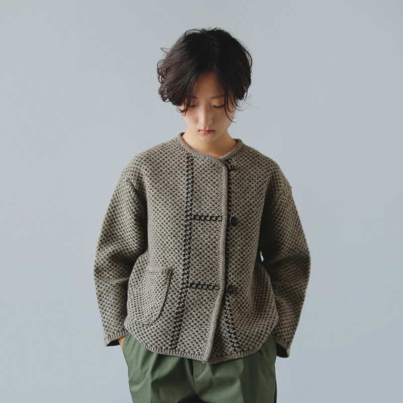 ONICA IjJ <br>X[p[t@CE[ WK[h J[fBK gSuperfine wool Jacquard Cardiganh oni044