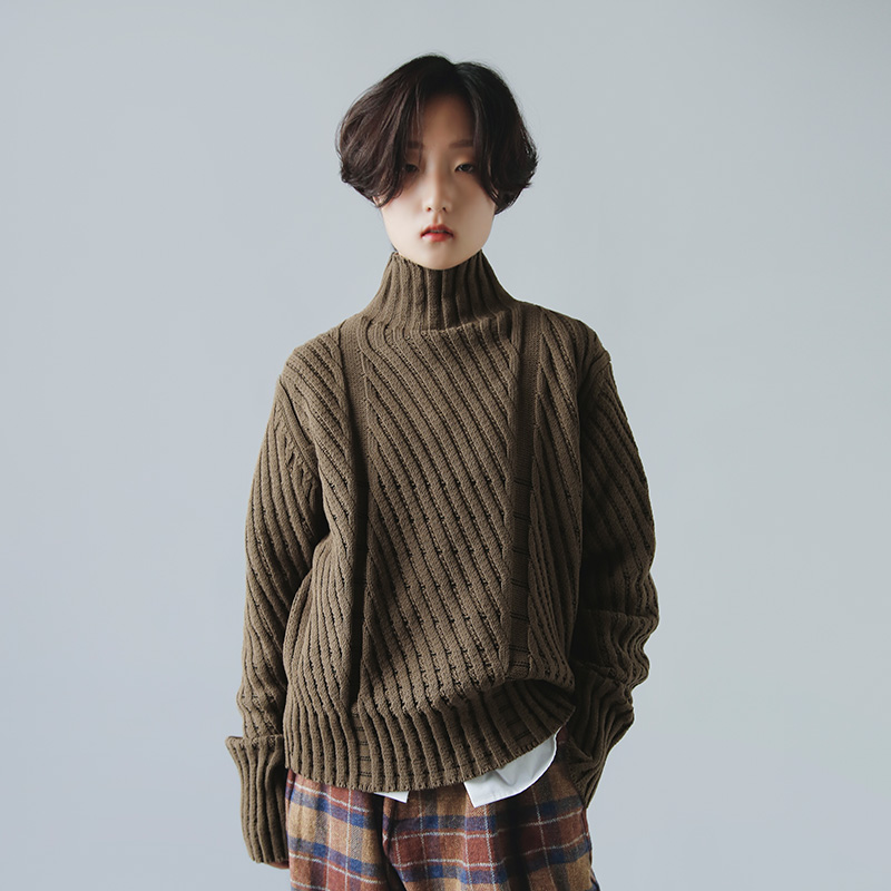 ONICA IjJ <br>GA[ Rbg ^[glbN jbg vI[o[ gAiry Cotton Turtleneck Jumperh oni048