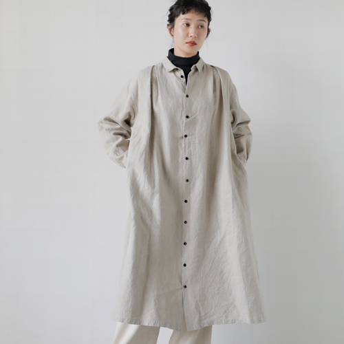 CLOLI N <br>l ^bN Vc hX gLINEN TUCK SHIRT DRESSh cl-d0011-kk