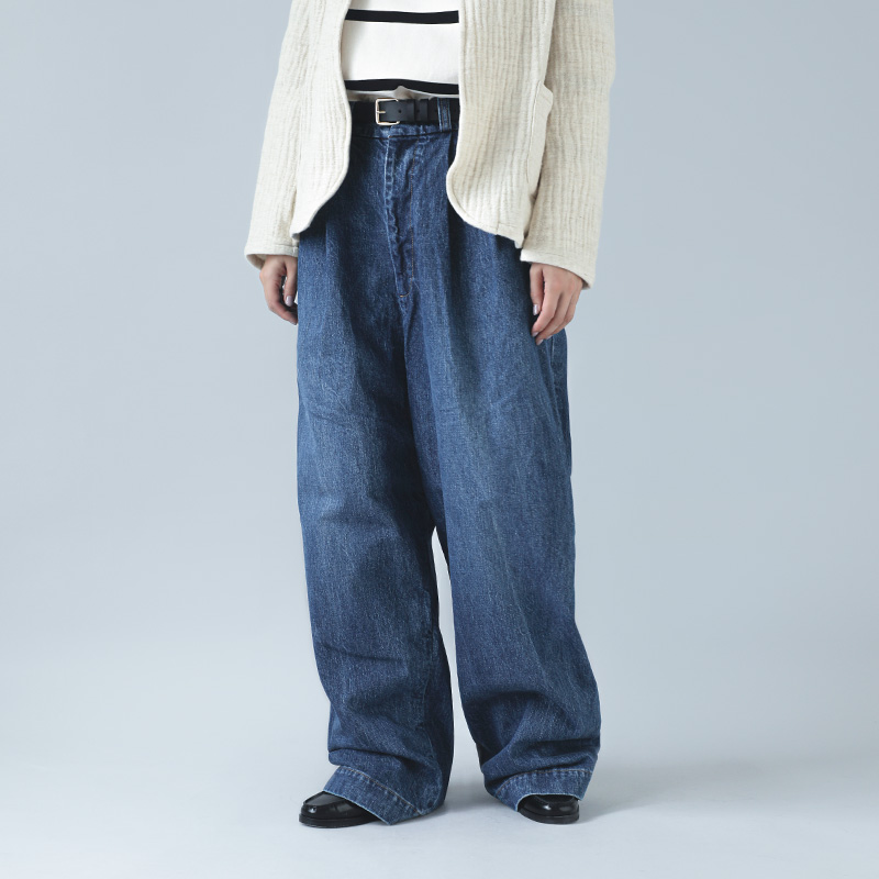 R & D.M.Co- I[h}Ye[[ <br>Be[WCN ^bN fj Ch pc gVINTAGE LIKE TUCK DENIM WIDE PANTSh 7006 2025ssV