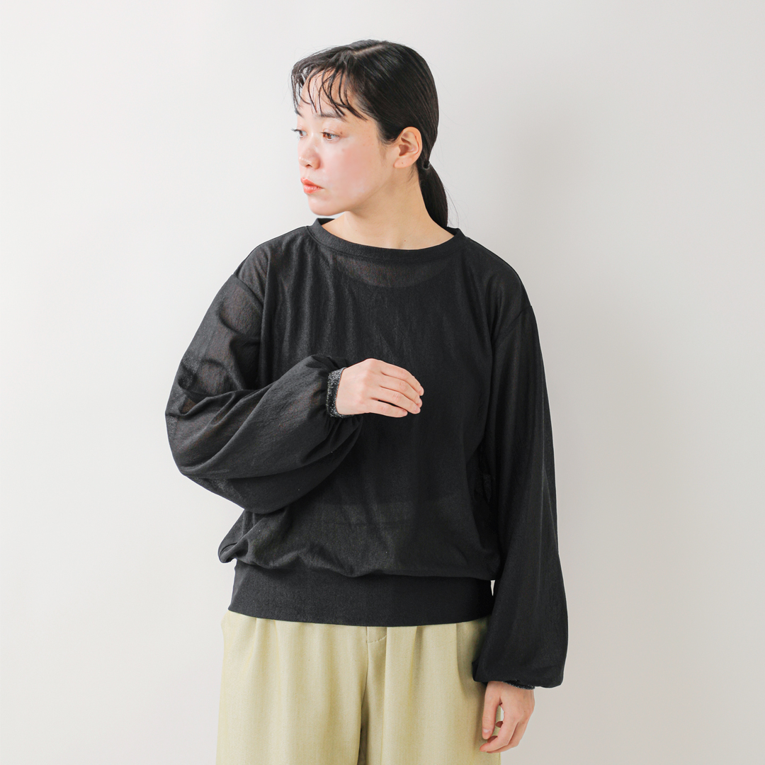 whyto zCg <br>VA[ {[X[u uEX gsheer volume sleeves blouseh wht25hbl4060-yo