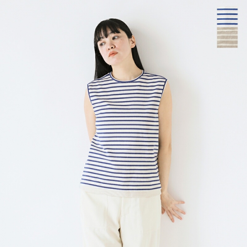 SCYE BASICS TCx[VbNX <br>Rbg {[_[ X[uX vI[o[ gCotton Striped Sleeveless Toph 5225-21708-yo